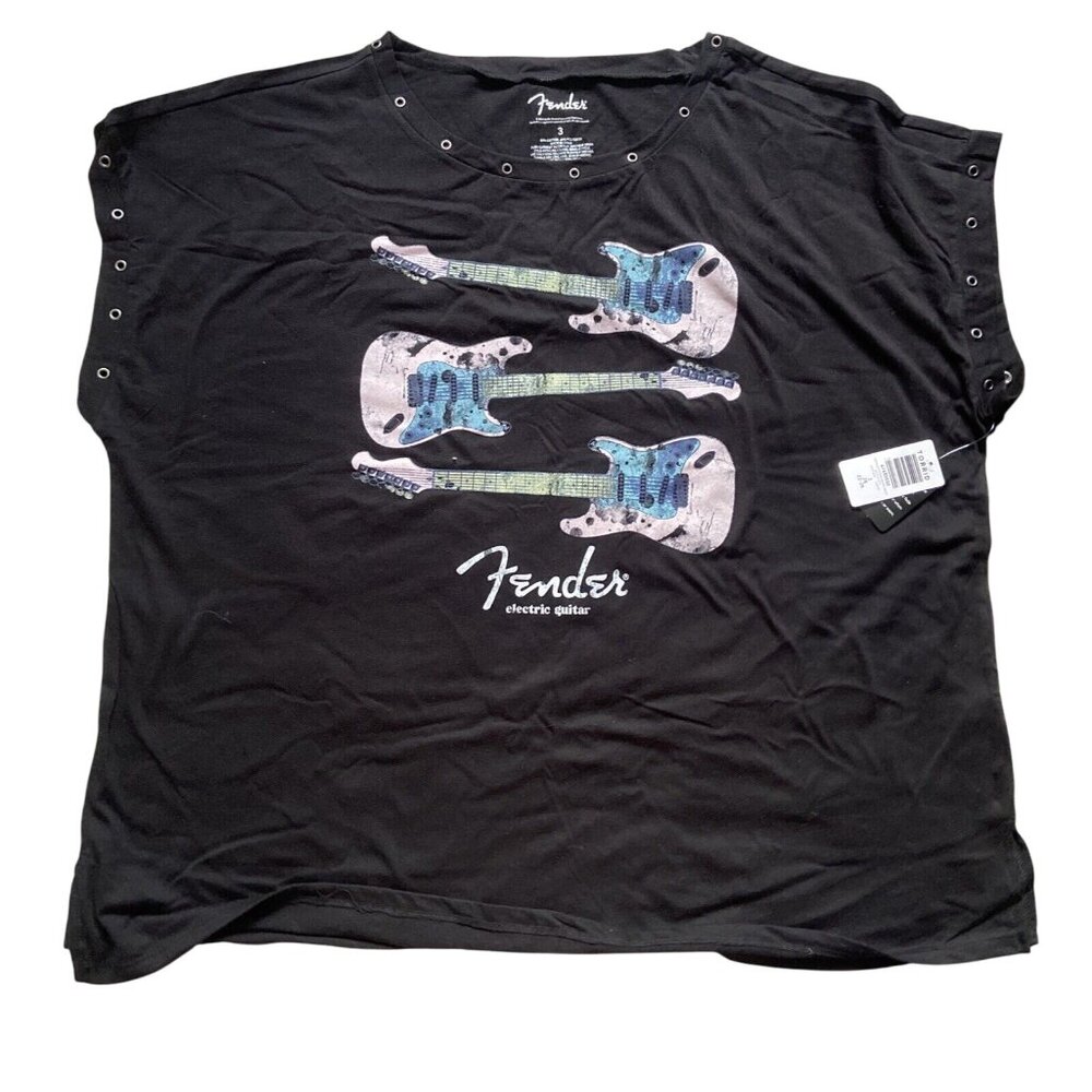 Fender Women Black Short Sleeve T-Shirt 3X NEW